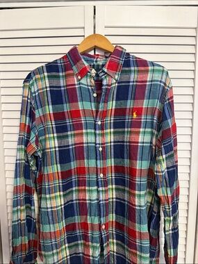 Polo by Ralph Lauren Red Blue Green Plaid Button-Down Shirt